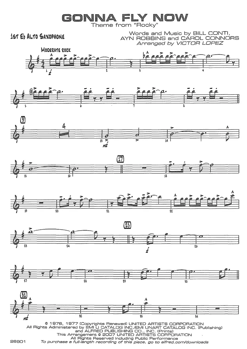 Gonna Fly Now score preview