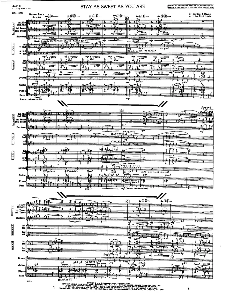 Stay As Sweet As You Are score preview