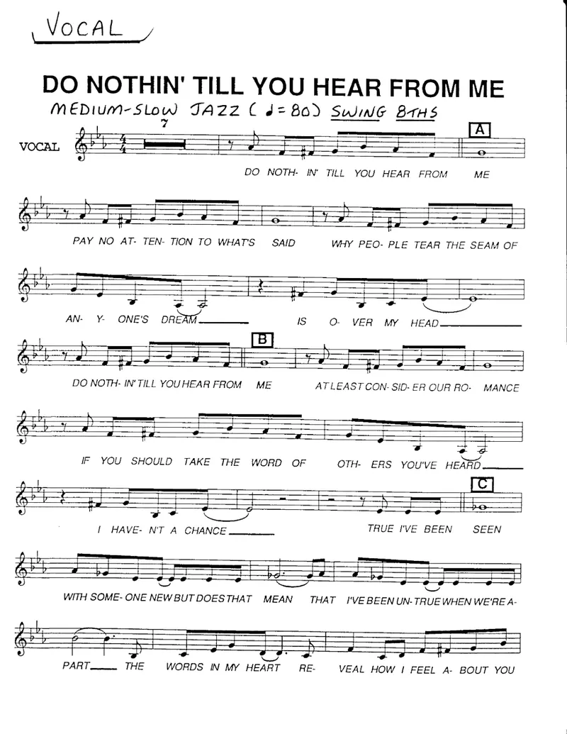 Do Nothing Till You Hear From Me score preview