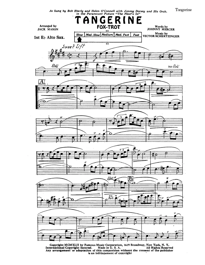 Tangerine score preview