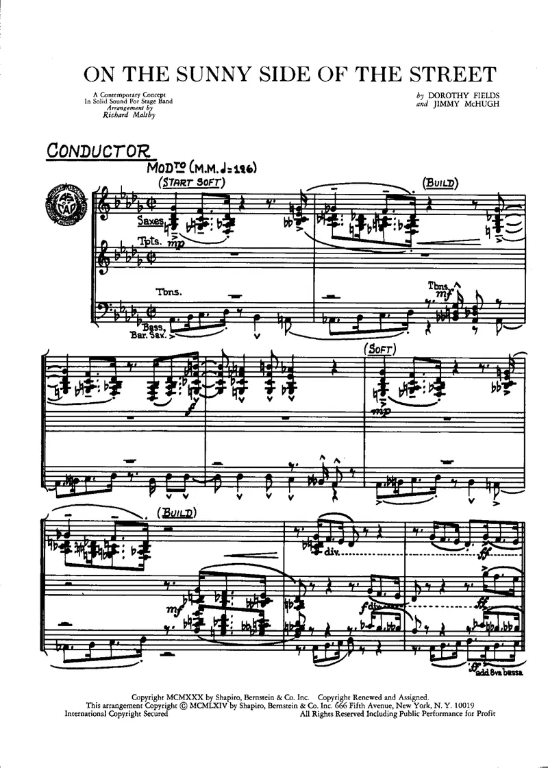 On The Sunny Side Of The Street score preview