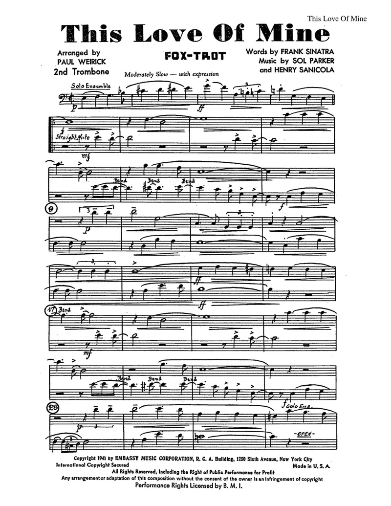 This Love Of Mine score preview