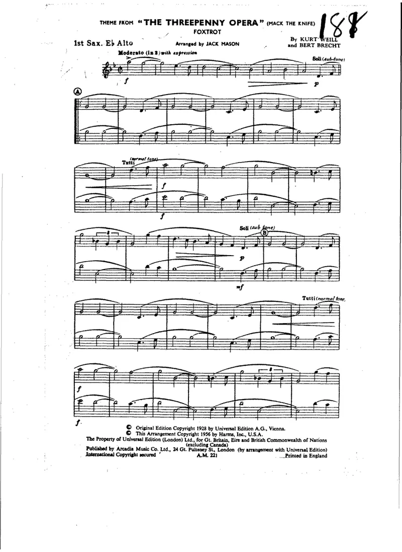 Mack The Knife score preview