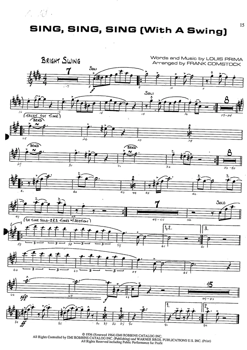 Sing Sing Sing score preview