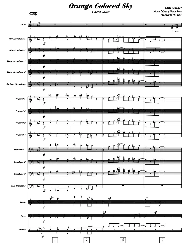Orange Coloured Sky score preview
