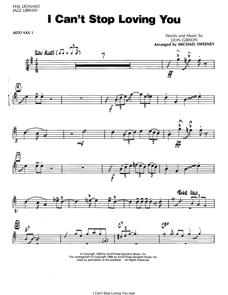 I Can't Stop Loving You score preview