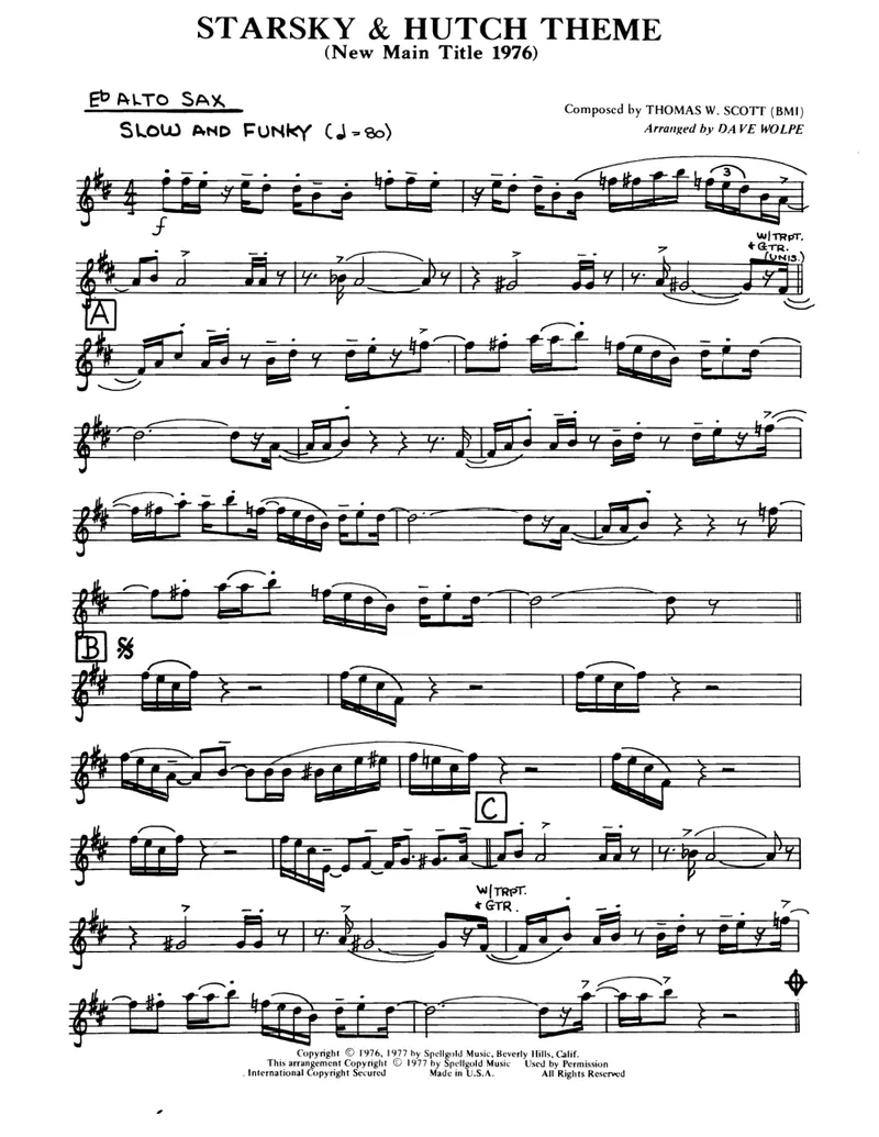 Starsky & Hutch Theme score preview