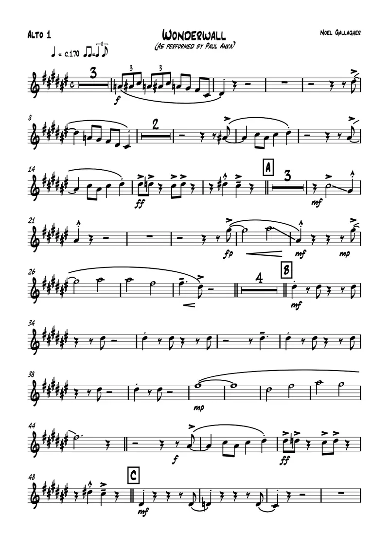 Wonderwall score preview