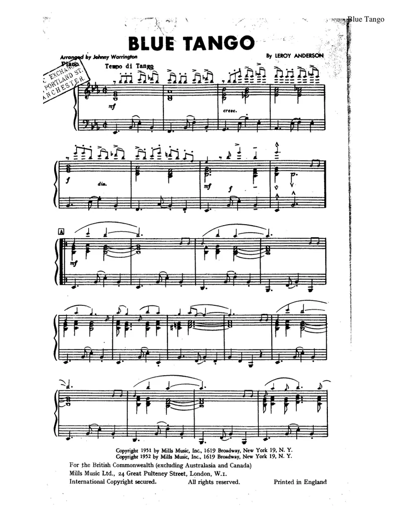 Blue Tango score preview