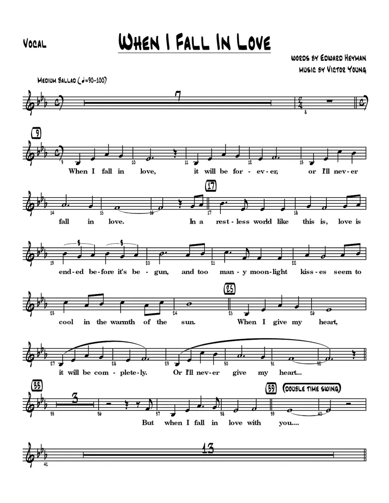 When I Fall In Love score preview