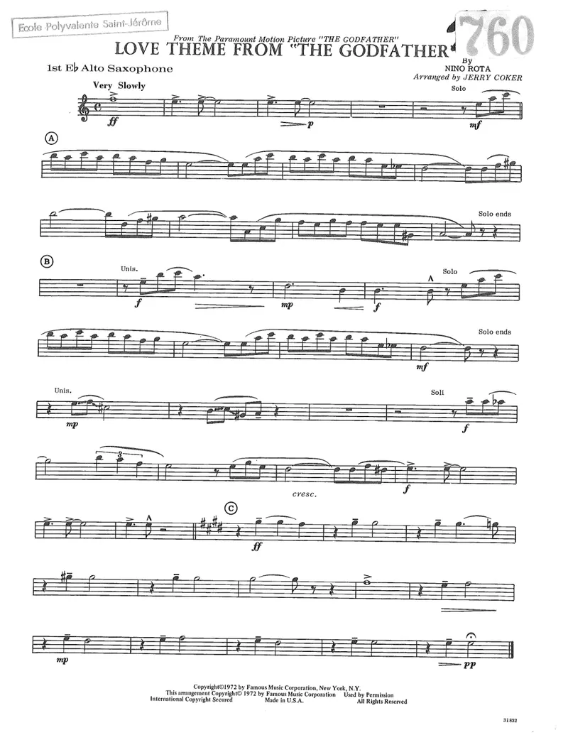 Love Theme From The Godfather score preview