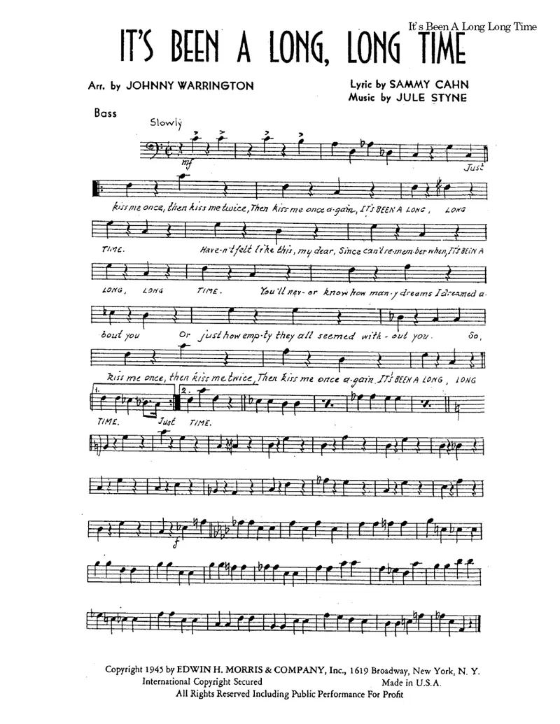 It's Been A Long Long Time score preview