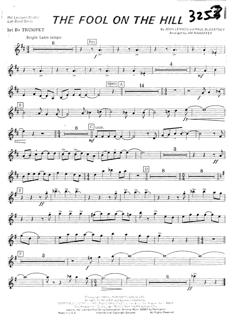 Fool On The Hill score preview