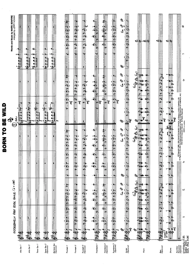 Born To Be Wild score preview