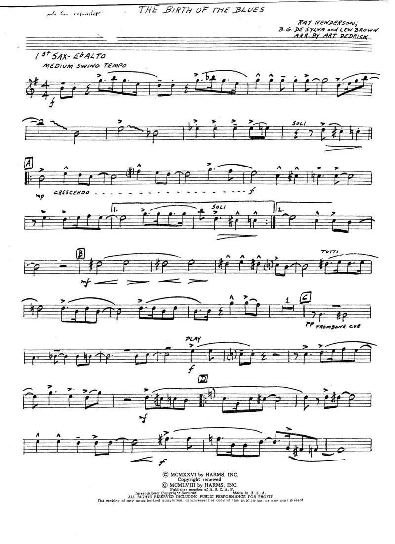 The Birth Of The Blues score preview