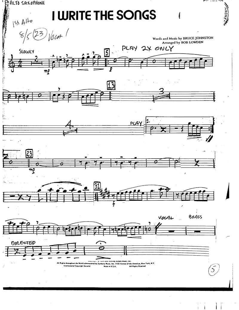 I Write The Songs preview page 1