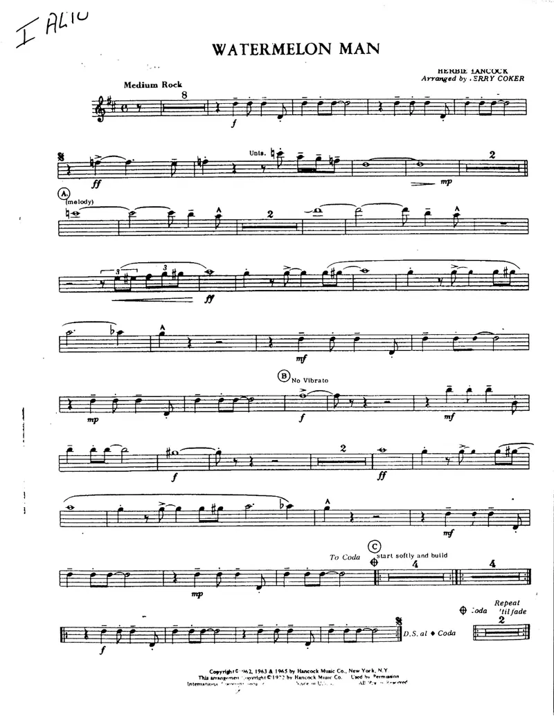 Watermelon Man score preview