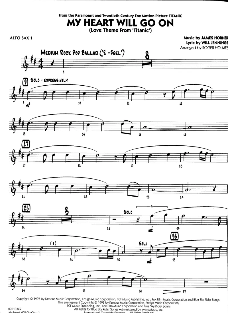 My Heart Will Go On score preview
