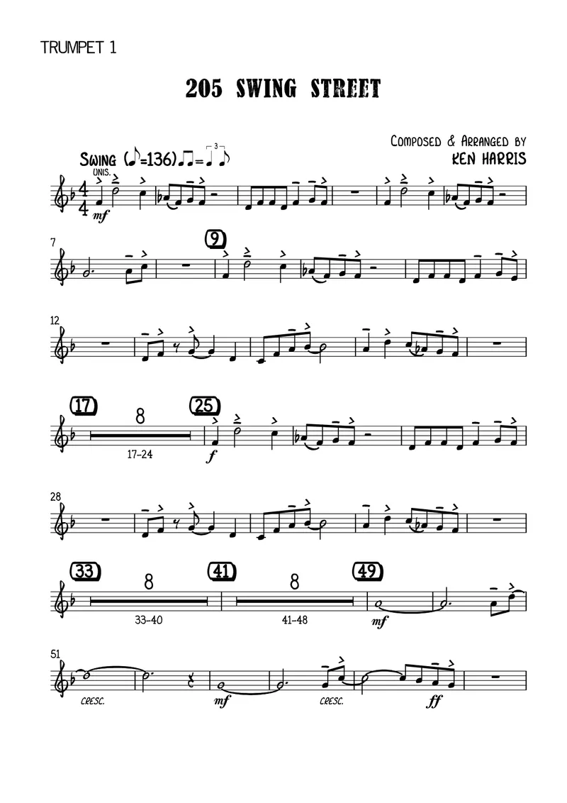 205 Swing Street score preview