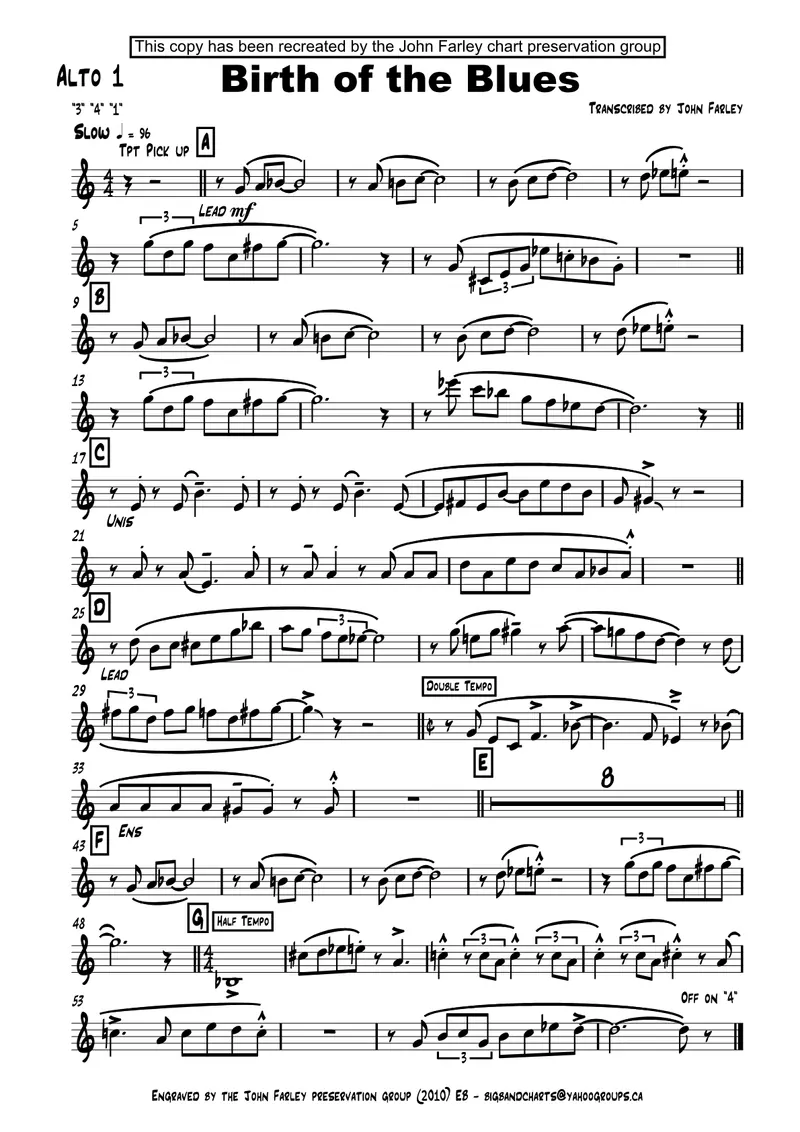 Birth Of The Blues score preview