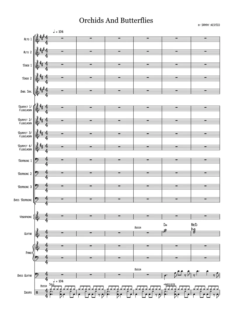 Orchids And Butterflies score preview