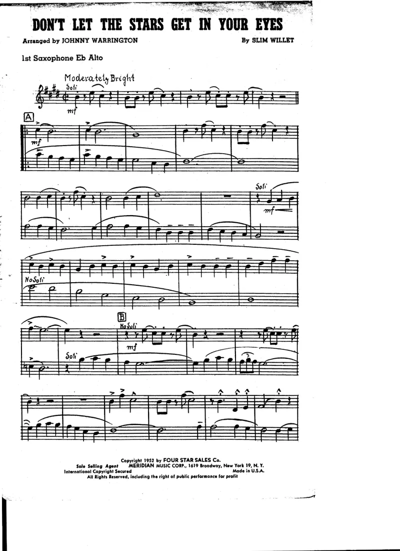 Don't Let The Stars Get In Your Eyes score preview