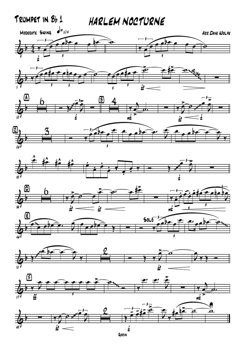 Harlem Nocturne score preview