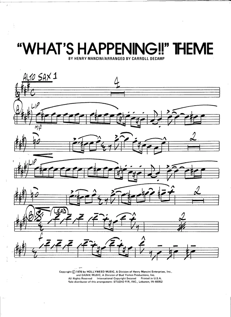 What's Happening Theme score preview
