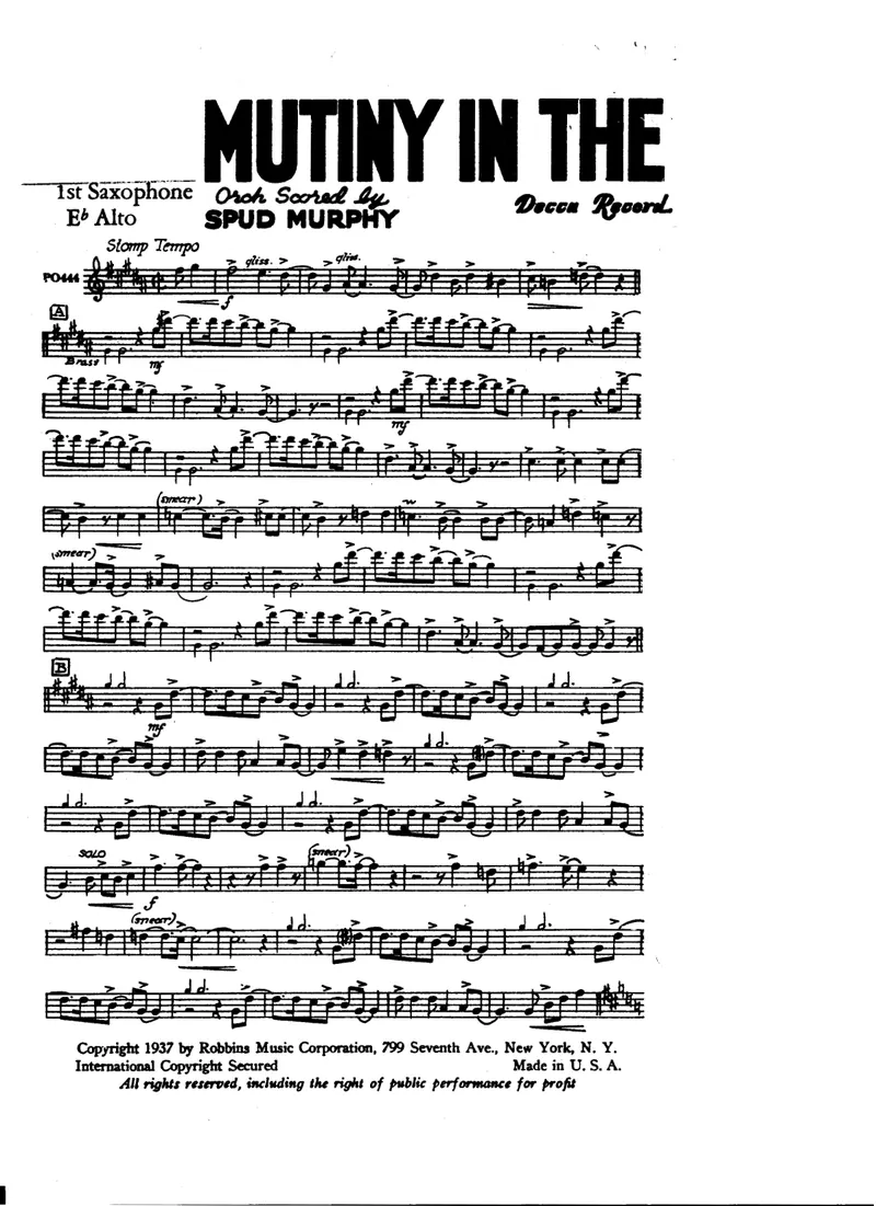Mutiny In The Brass Section score preview
