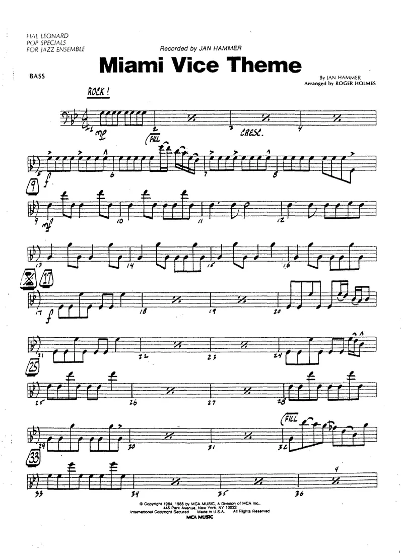 Miami Vice Theme score preview