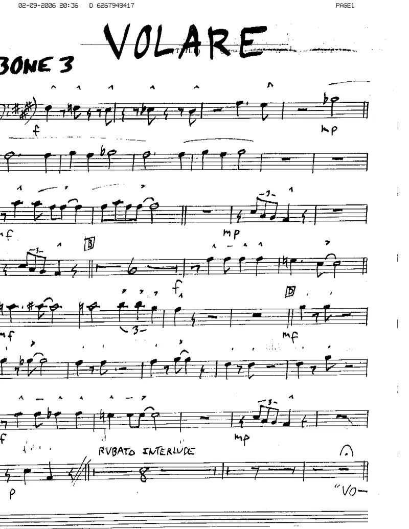 Volare score preview