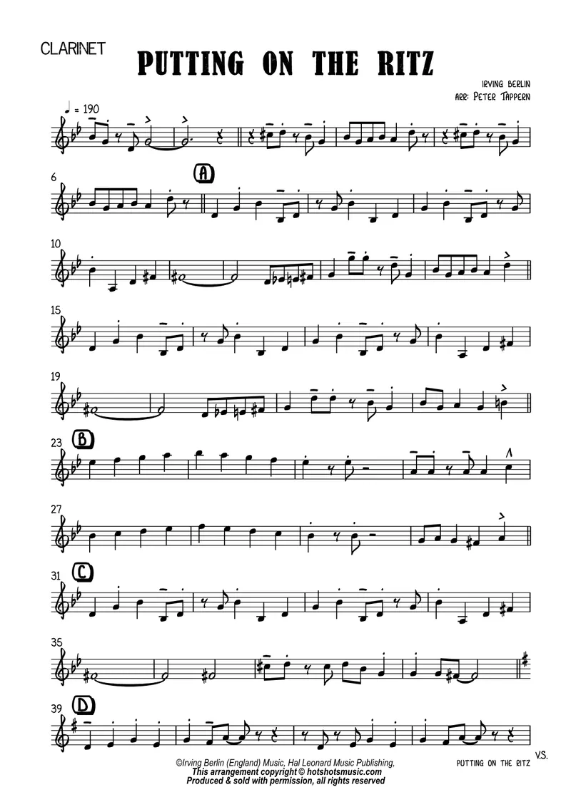 Puttin'On The Ritz score preview