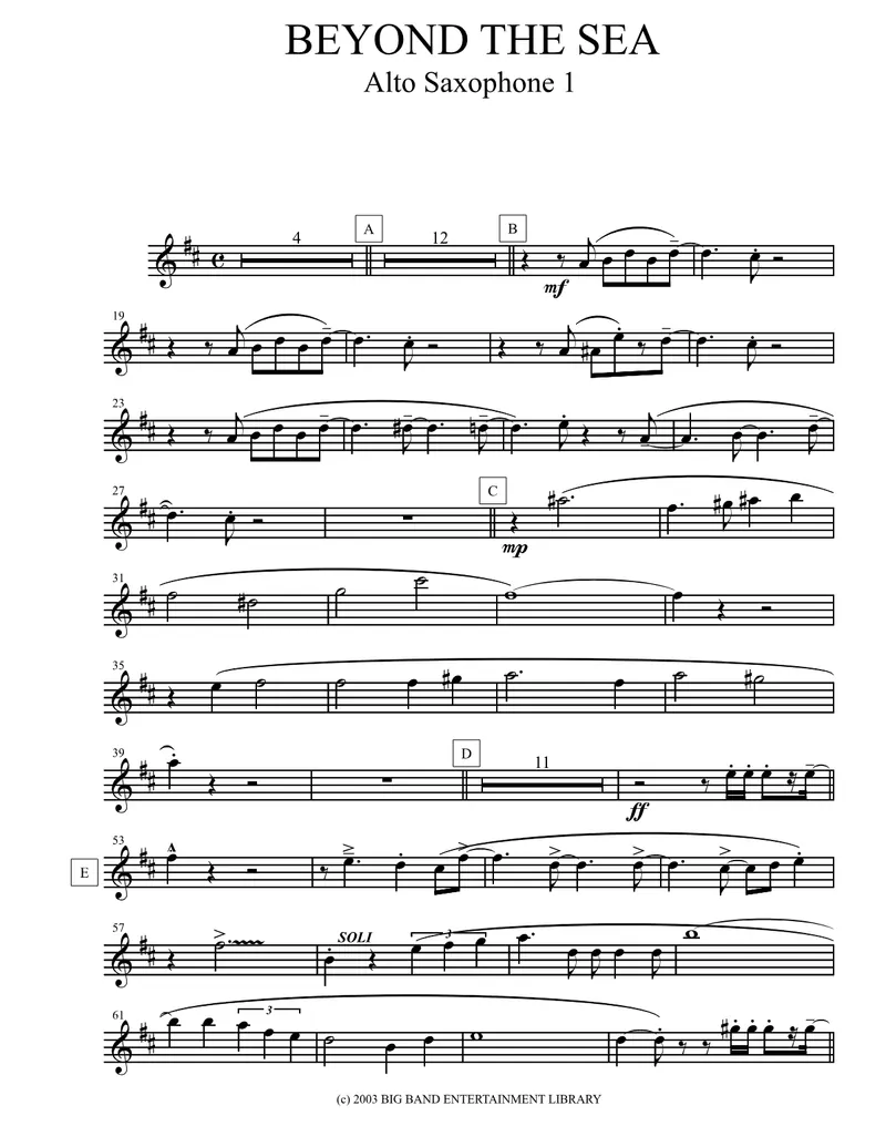 Beyond The Sea (Unknown) B.Darin score preview