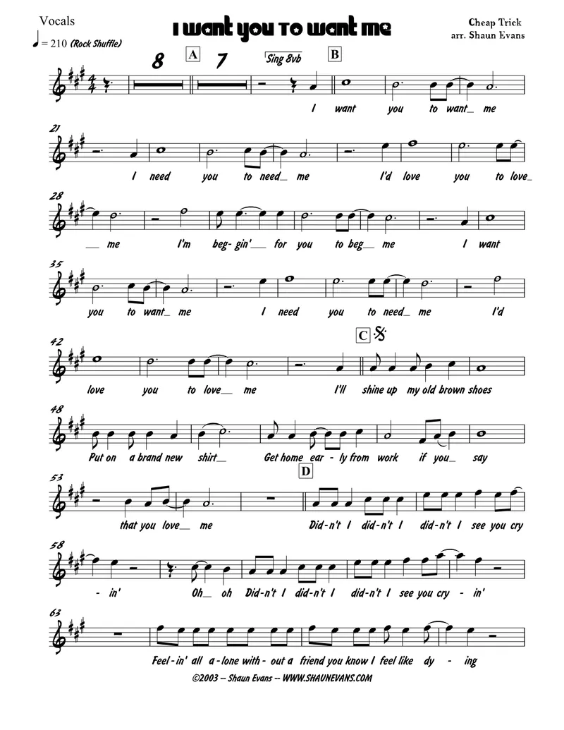 I Want You To Want Me score preview