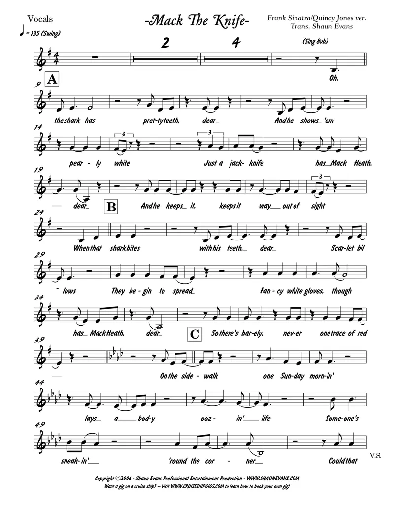 Mack The Knife score preview