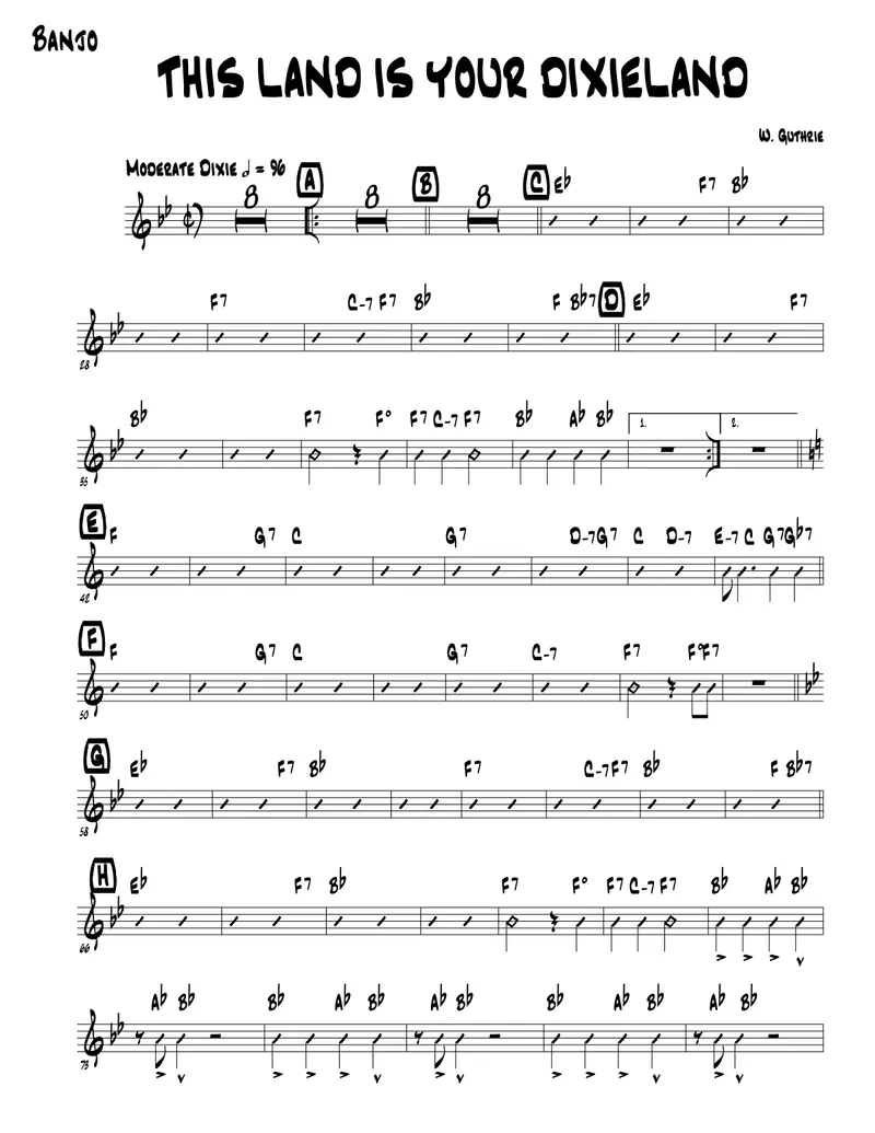 This Land Is Your Dixieland (2113 (no Piano) score preview