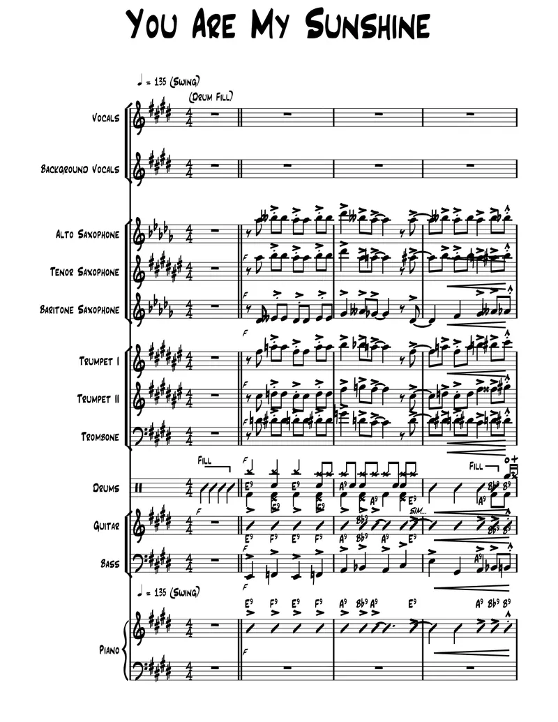 You Are My Sunshine-voc score preview