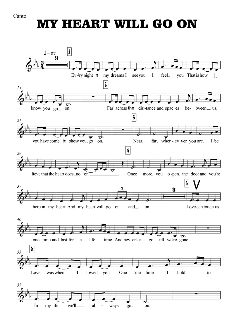 My Heart Will Go On score preview