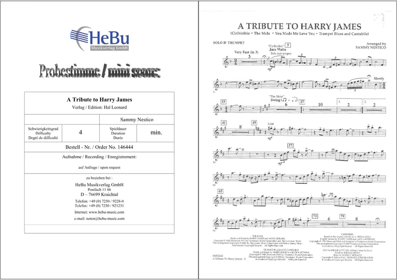 A Tribute To Harry James score preview