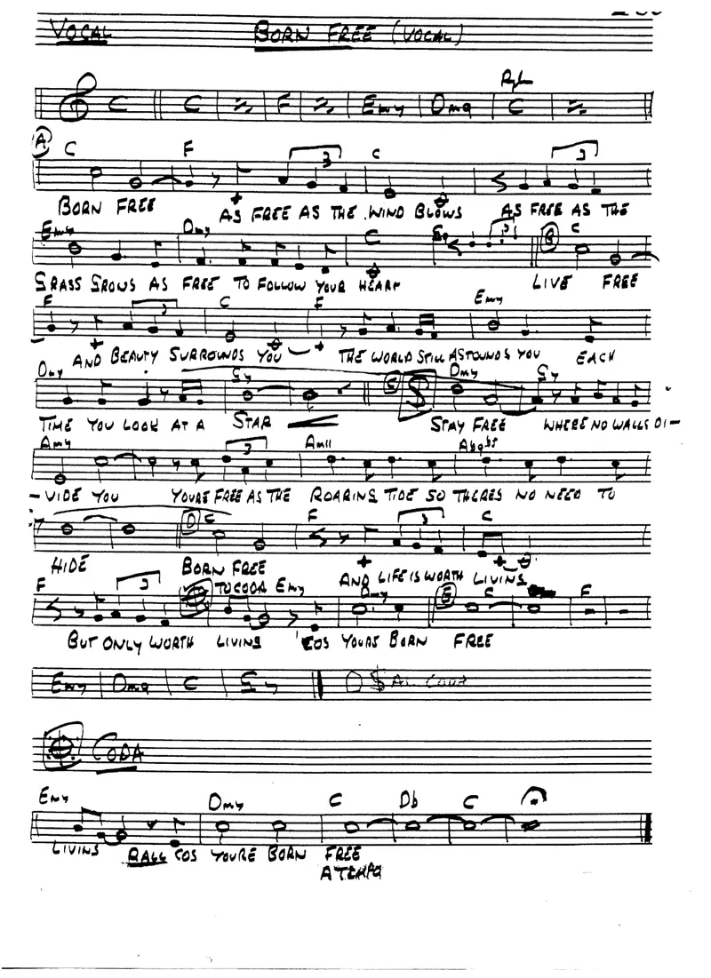 Born Free score preview