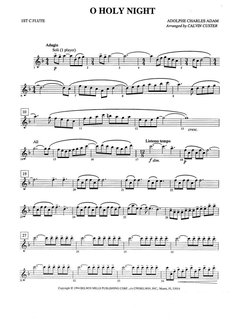 O Holy Night score preview
