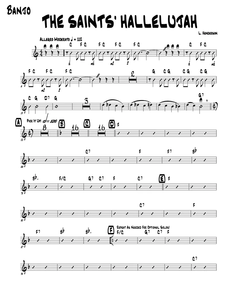 The Saints' Hallelujah (2113 (no Piano) score preview