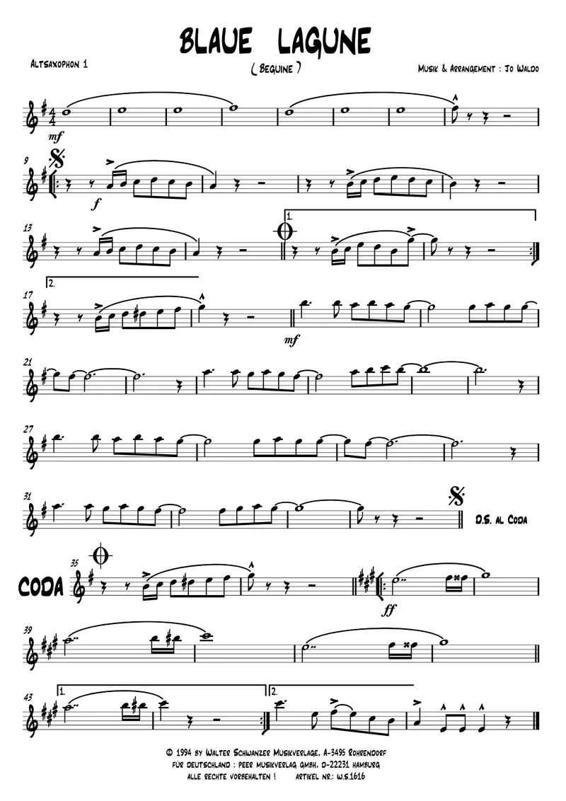 Blaue Lagune score preview