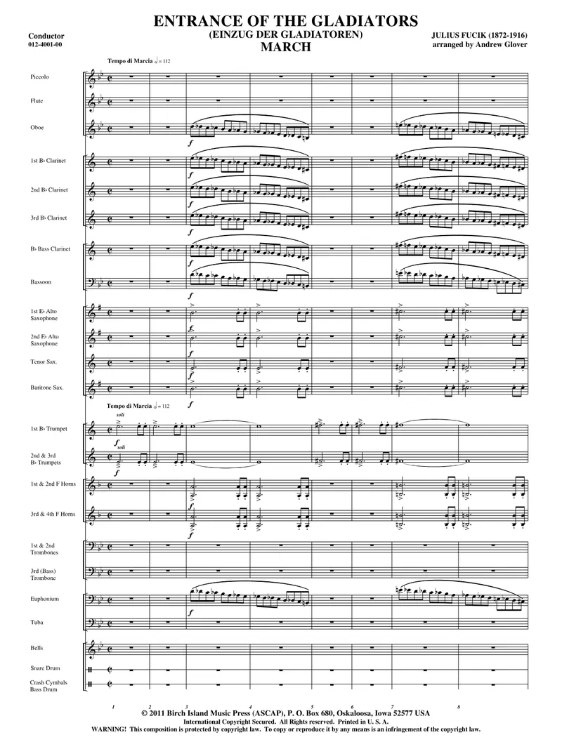 Entrance Of The Gladiators score preview