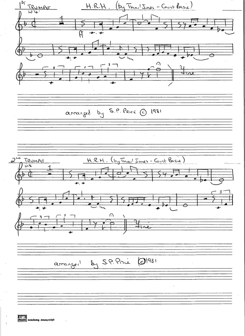 H.R.H. (Thad Jones) score preview