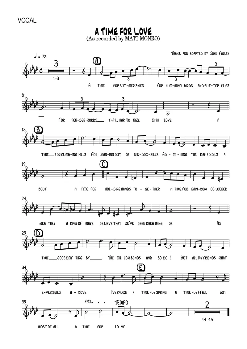 A Time For Love (M.Monro score preview