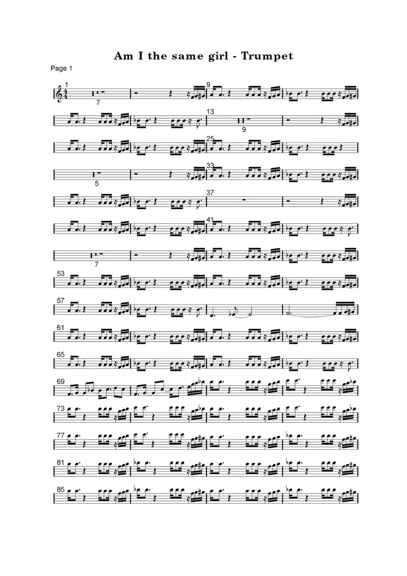 Am I the Same Girl score preview