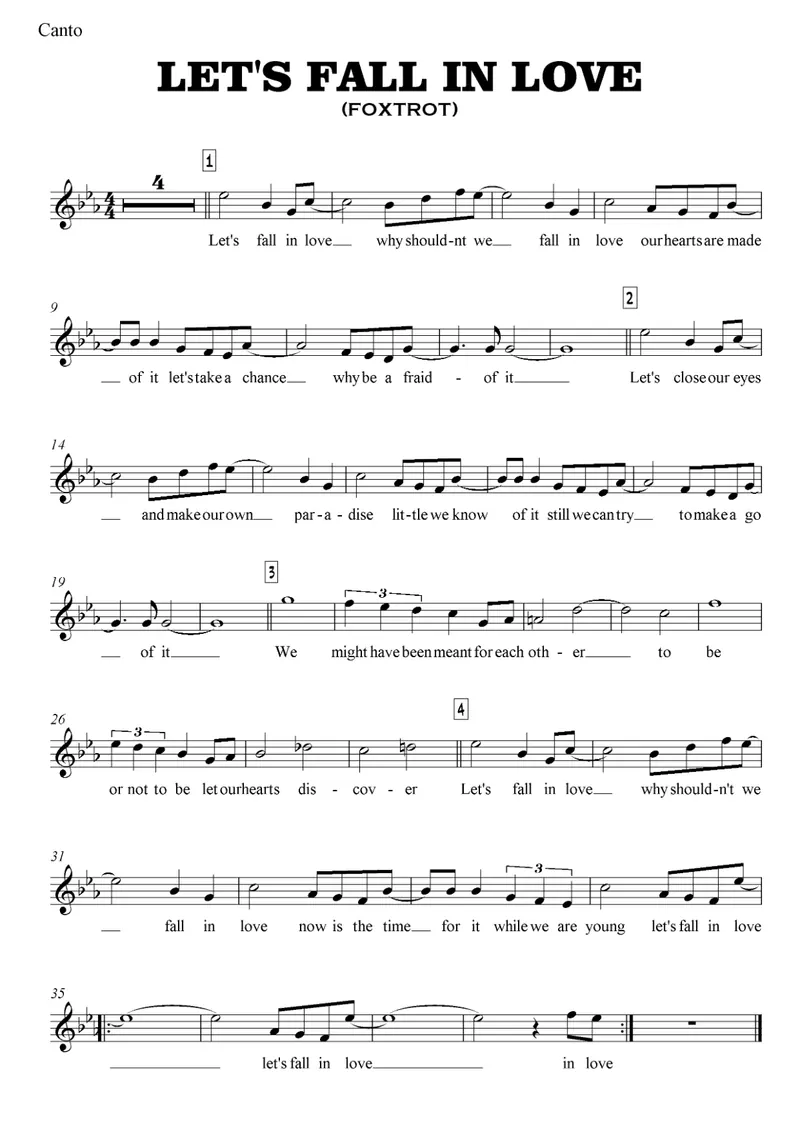 Let's Fall In Love score preview