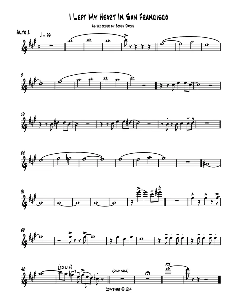 I Left My Heart In San Francisco score preview