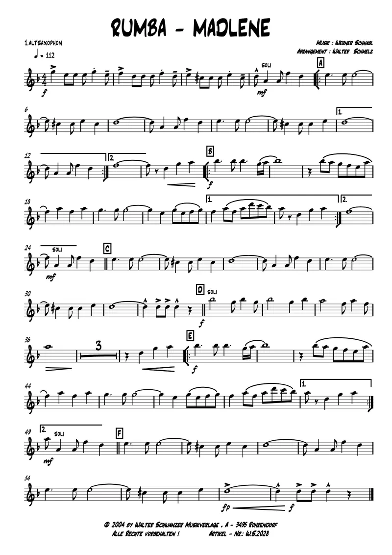Rumba-Madlene score preview